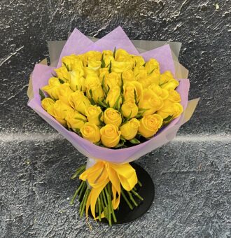 Жёлтые кенийские розы 40см