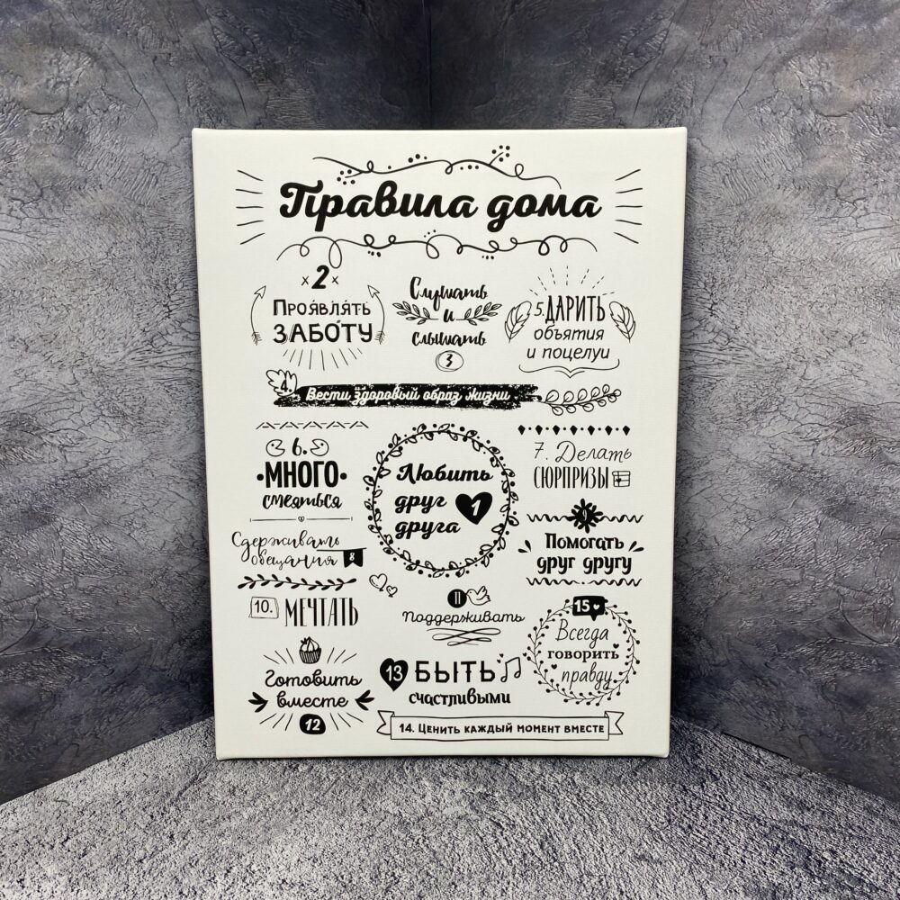 Картина 'Правила дома', белая