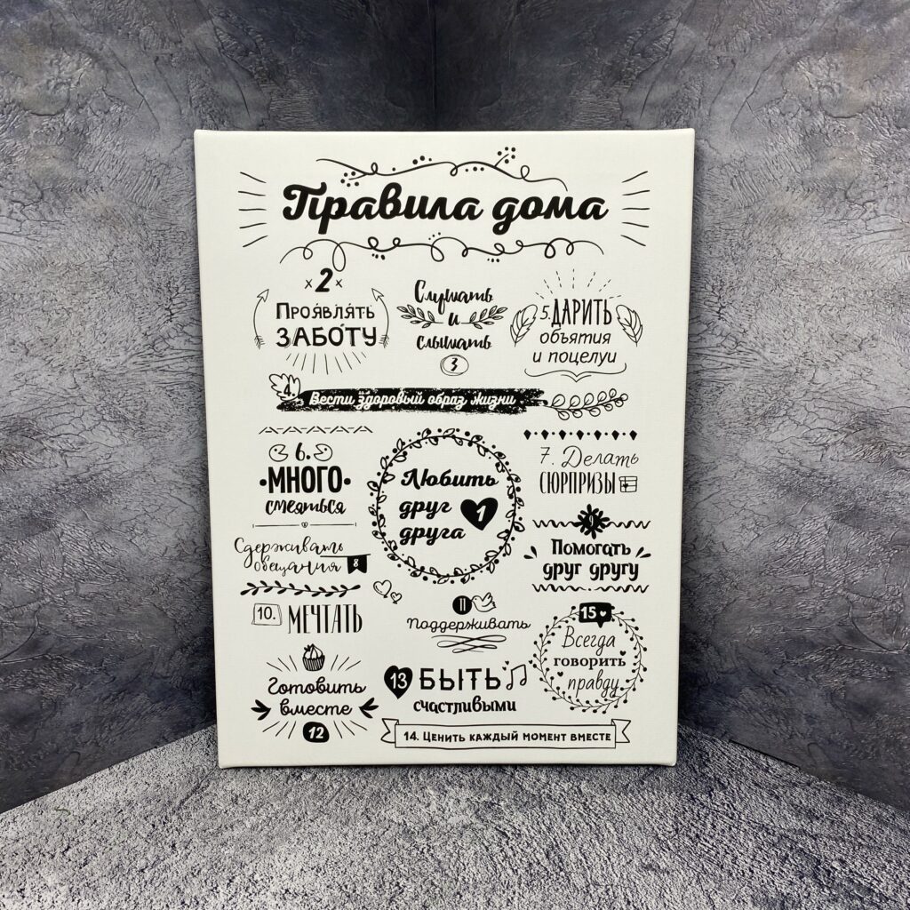 Картина 'Правила дома', белая