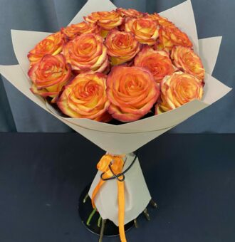 Букет желто-красных роз, Эквадор, 60см 15