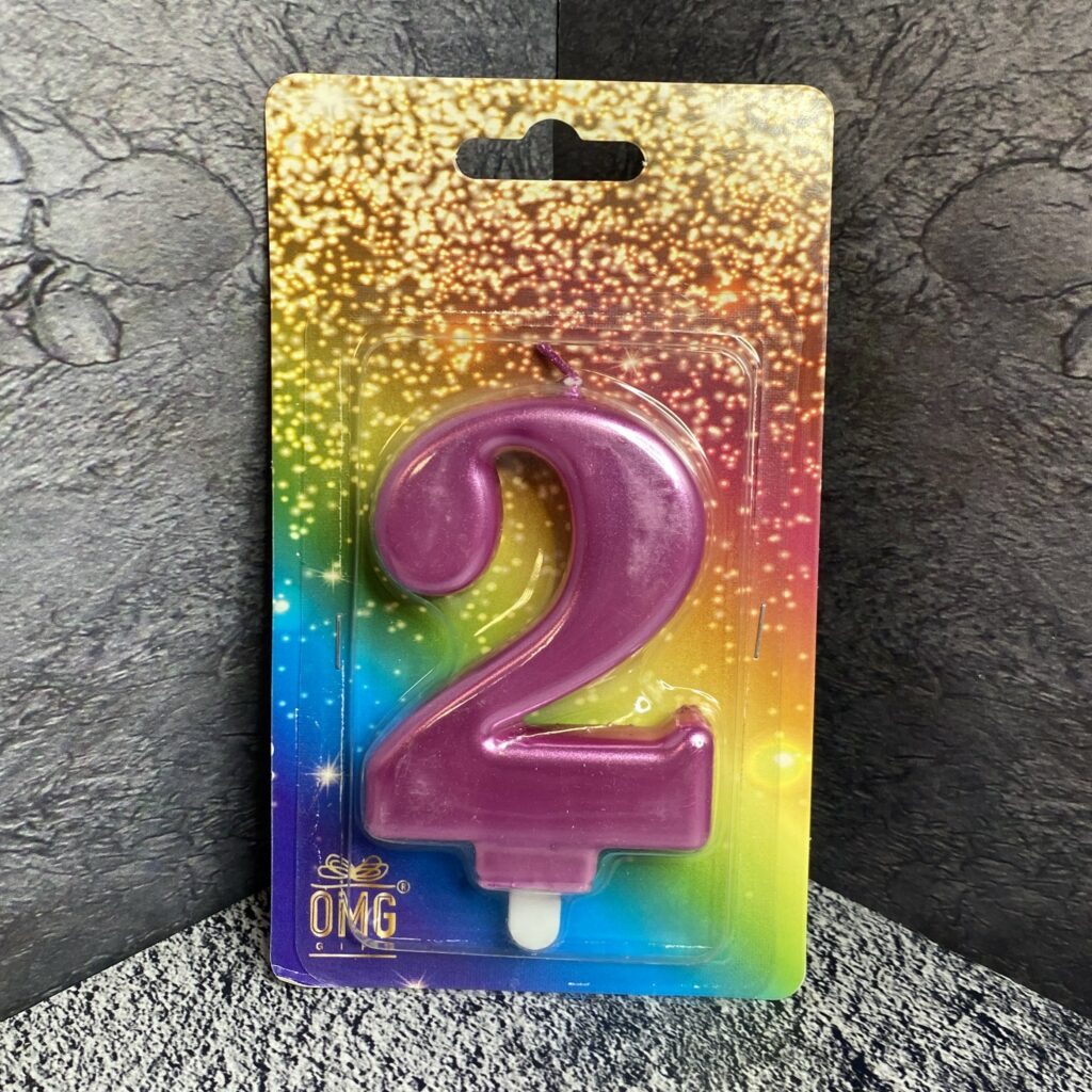 Свеча для торта 'Цифра 2', 8см, розовая