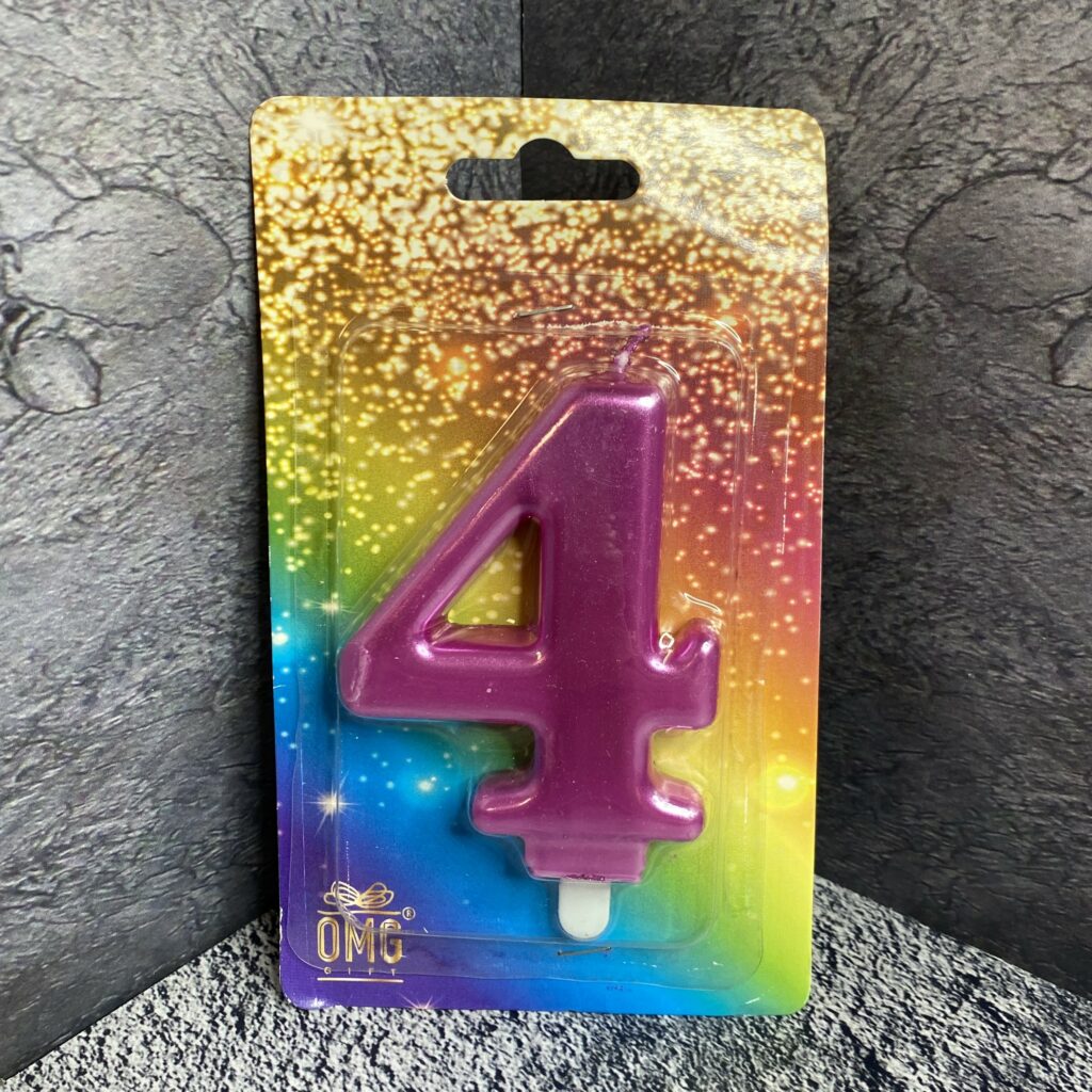 Свеча для торта 'Цифра 4', 8см, розовая