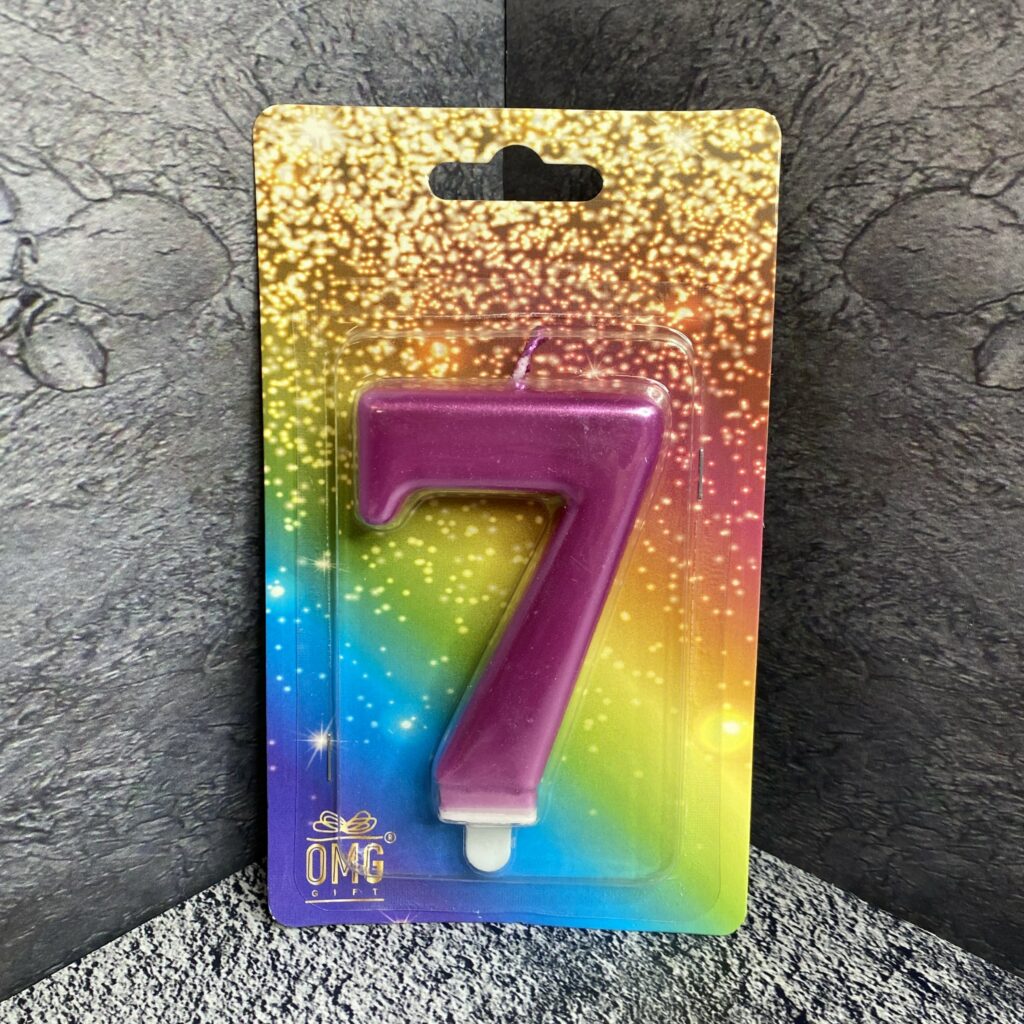 Свеча для торта 'Цифра 7', 8см, розовая