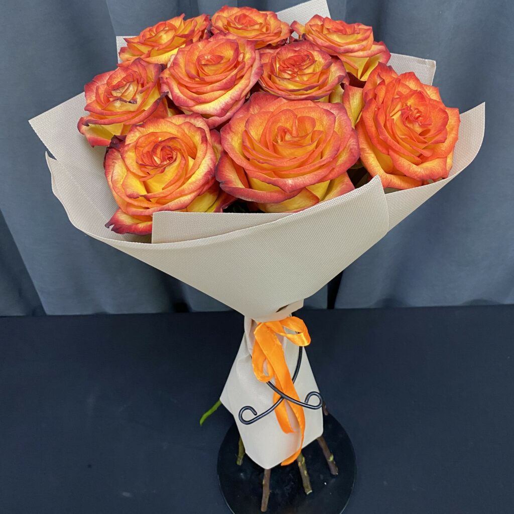 Букет желто-красных роз, Эквадор, 60см 9